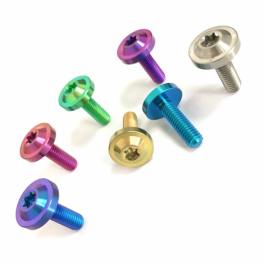 TITST free shipping gr5 Titanium Alloy Torx Screw Bolts M5 for Bicycle Motorcycle Car MTB Brake Disc Bracket Ti Screw Fastener