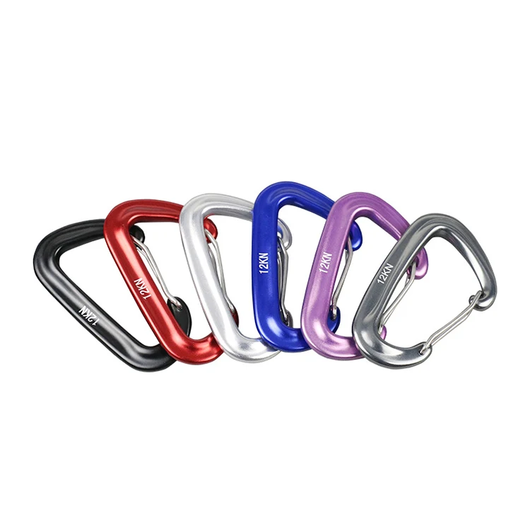 12KN Aluminium Carabiner Lightweight Heavy Duty Strong Durable D-Ring Hooks Spring Snap wire gate carabiner Clips for Hammock