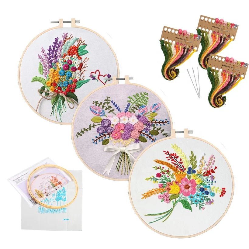 Оптовая продажа тканевых поделок для новичков Красивый букет с инструкциями наборы вышивки