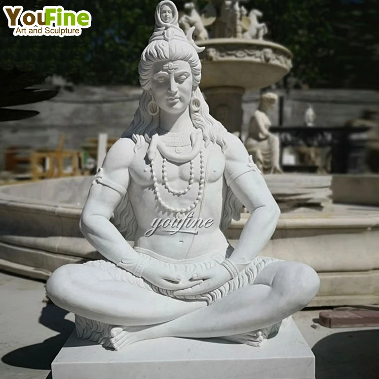 Custom Large Size Outdoor Religious Natural Stone White Marble Lord Shiva Statue Sculpture