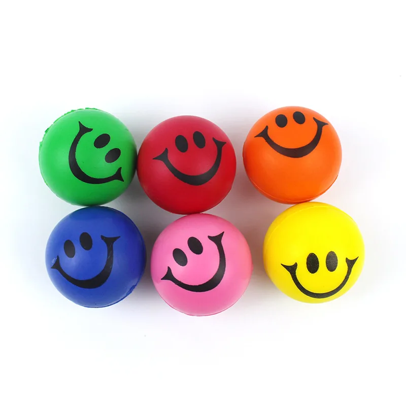 Kids Sensory Toys 6.3cm Soft Colorful Smile Funny Face Stress Balls