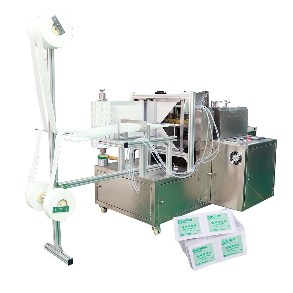 Medical Alcohol Swab Paper Packing Machine 4-side Seal Individual Pack Alcohol Cotton Pad Making Machine
