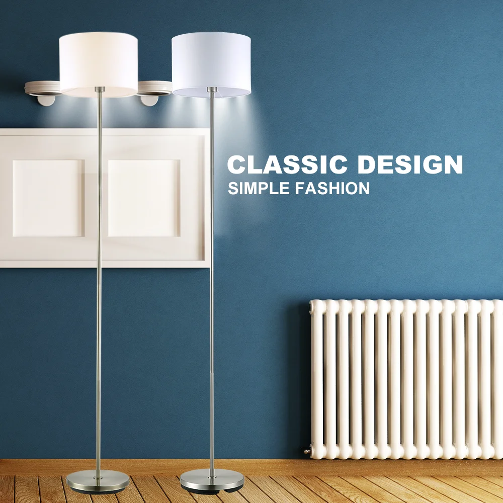 Chinese Wholesale Contemporary White Fabric E27 Halogen Bulbs Design Residential Modern Metal Floor Lamp
