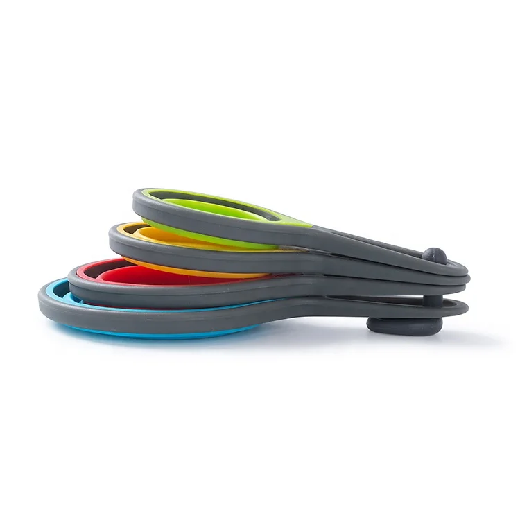 
High Quality 4 pcs Foldable Silicone Measuring Cup Set For Baking and Cooking 