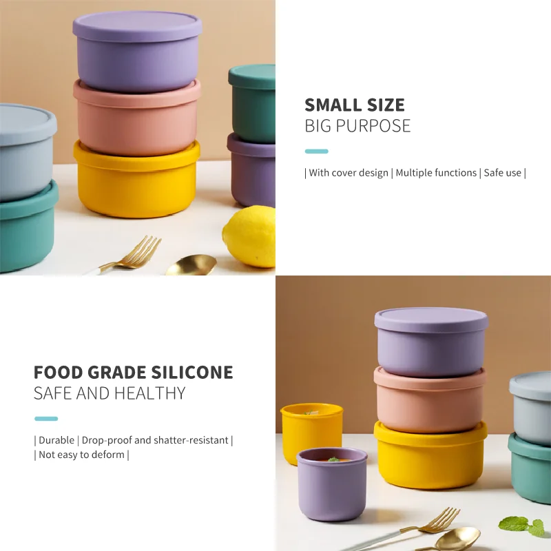 Food Grade Food Storage Container Leakproof Salad Silicone Lunch Bento Box Safe For Microwave Dishwasher Freezer For Kids Adult