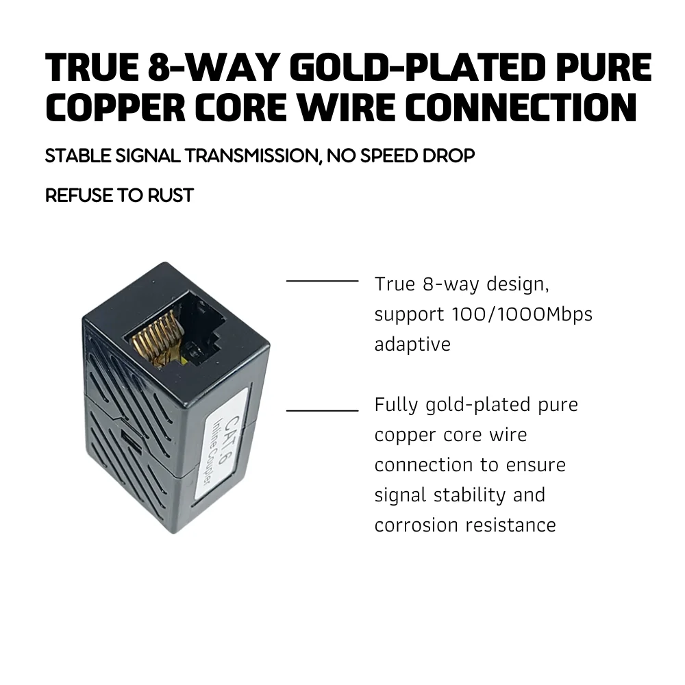 1pc CAT6 INLINE COUPLER RJ45 Coupler ethernet cable coupler LAN connector inline Cat6A/Cat5e Ethernet Cable Extender Adapter