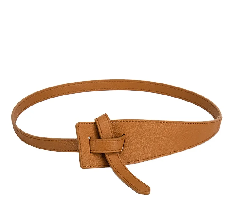 Non-Buckle PU New style t Irregularly Knotted Girdle Simple Wind Coat Belt For Ladies