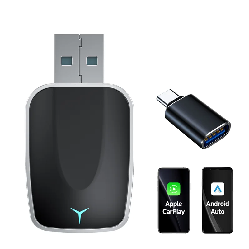 Fast Connection Music Playback Support Music Wireless Carplay Android Auto Adapter with Plug-and-Play