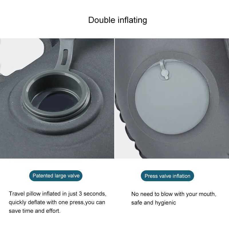 Travelsky Custom TPU U Shaped Pillow For Sleeping Travel Double Inflatable Neck Camping Pillow Travel Inflatable U Pillow