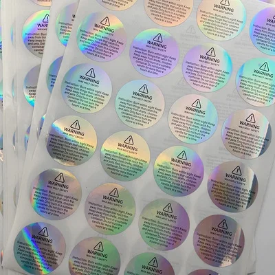 Custom Adhesive Waterproof Packaging Label Personality Holographic Round Roll Printed Logo Stickers
