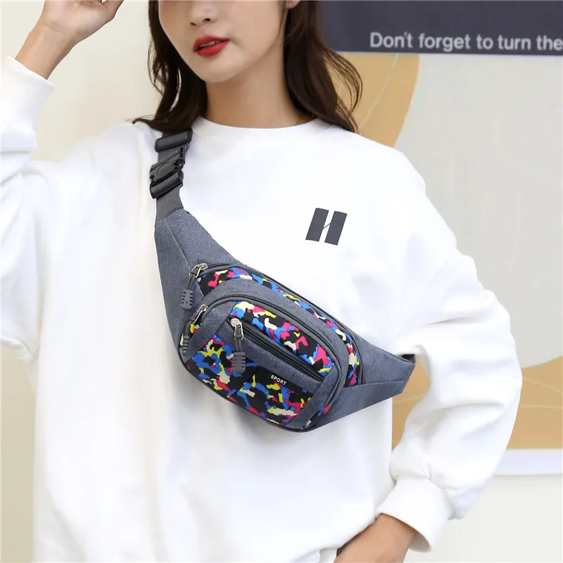 Fashion women chest bag Wholesale women ultra-light fanny pack High quality camouflage color waist bags for shopping running