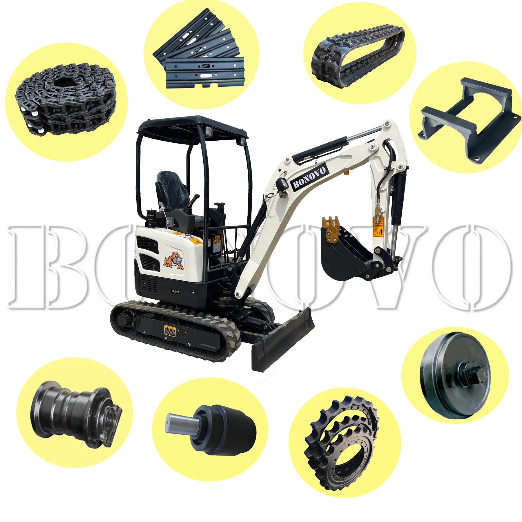 
Bonovo small digger 0.8t, 1t, 1.2t, 1.8t 2ton Hydraulic mini excavator with rubber track 