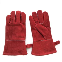 11 inch Children BBQCooking Protective Cow Split Leather Mitts Oven Grill Fireplace Barbecue Glove Set Heat Resistant BBQ Gloves