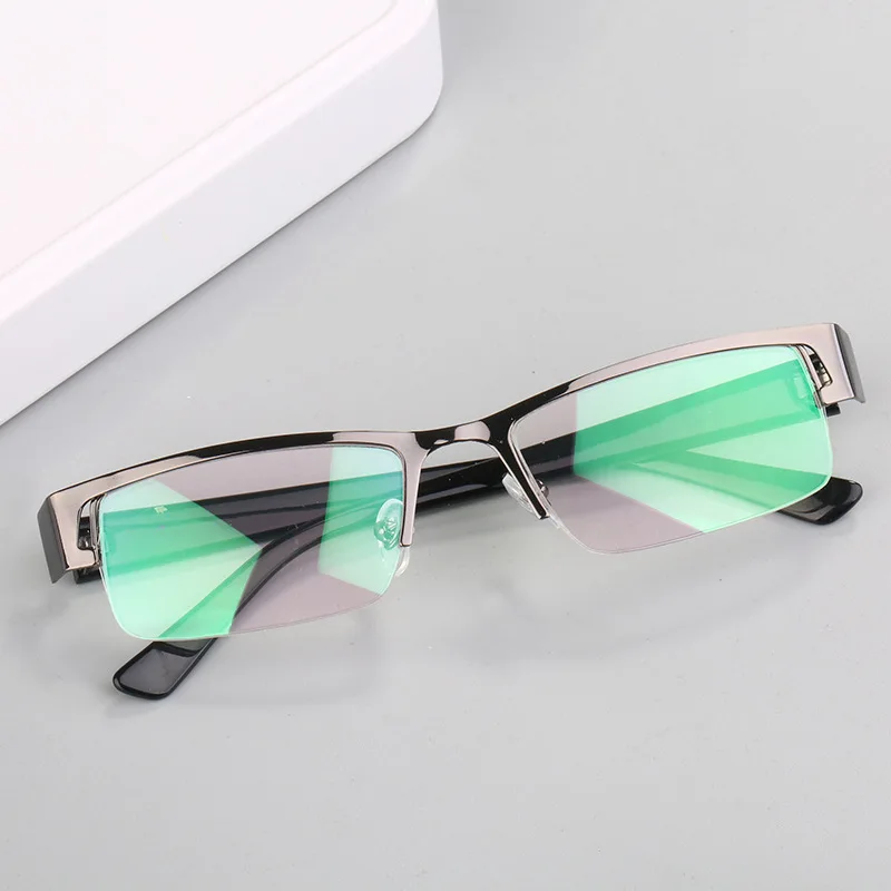 2024 Newest Reading Glasses Men Anti Blue Light Half Frame Business Computer Prescription Outdoors Driving Protection Eyeglasses