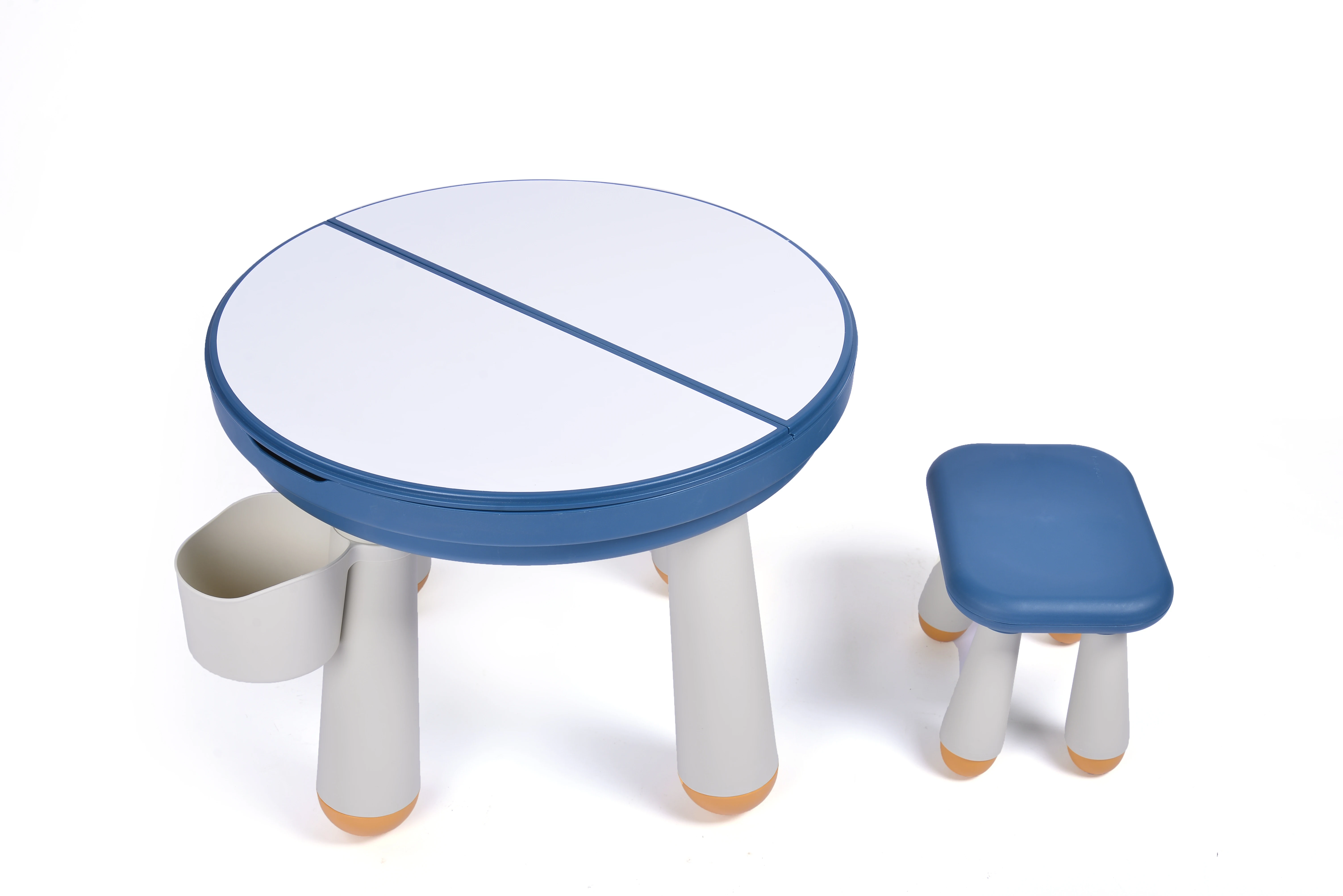 Round DIY kids plastic education multi-function building blocks table drawing table