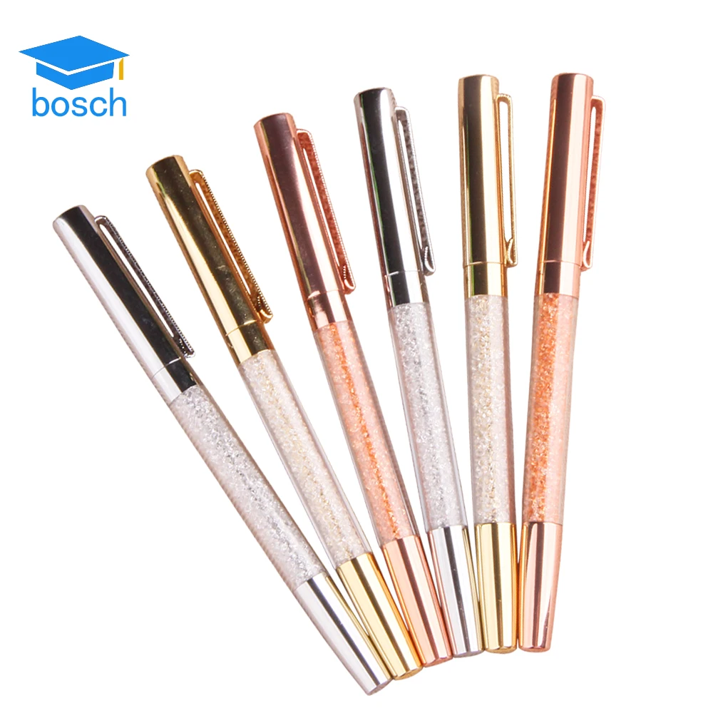 Jewelled multi color roller ball pen with crystal bling logo custom color crystal pen for Wedding Gifts