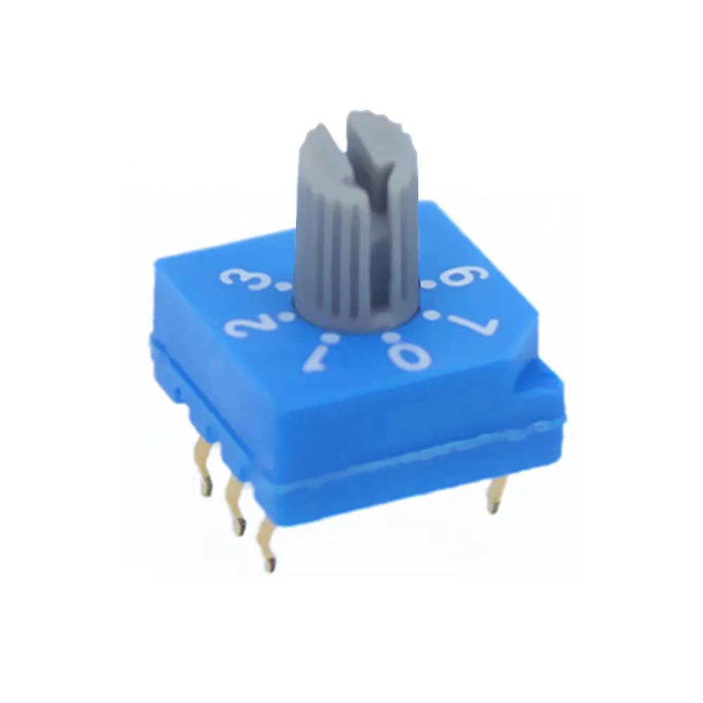 3+3 Pins Thru-hole Terminal Flat Rotor  0-7 8 Position Miniature Rotary Dip Switch