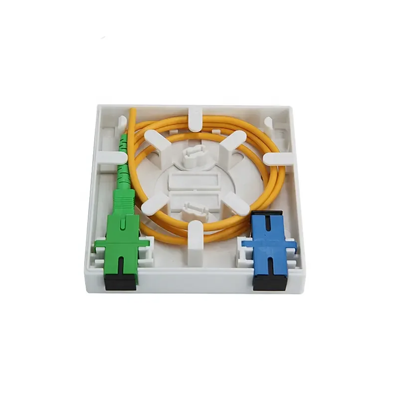 FTTH Mini Fiber Optic Fiber Terminal Box SC UPC APC LC 86 Type Faceplate Indoor Wall Mount 2FO Fiber Distribution Box 1m Pigtail