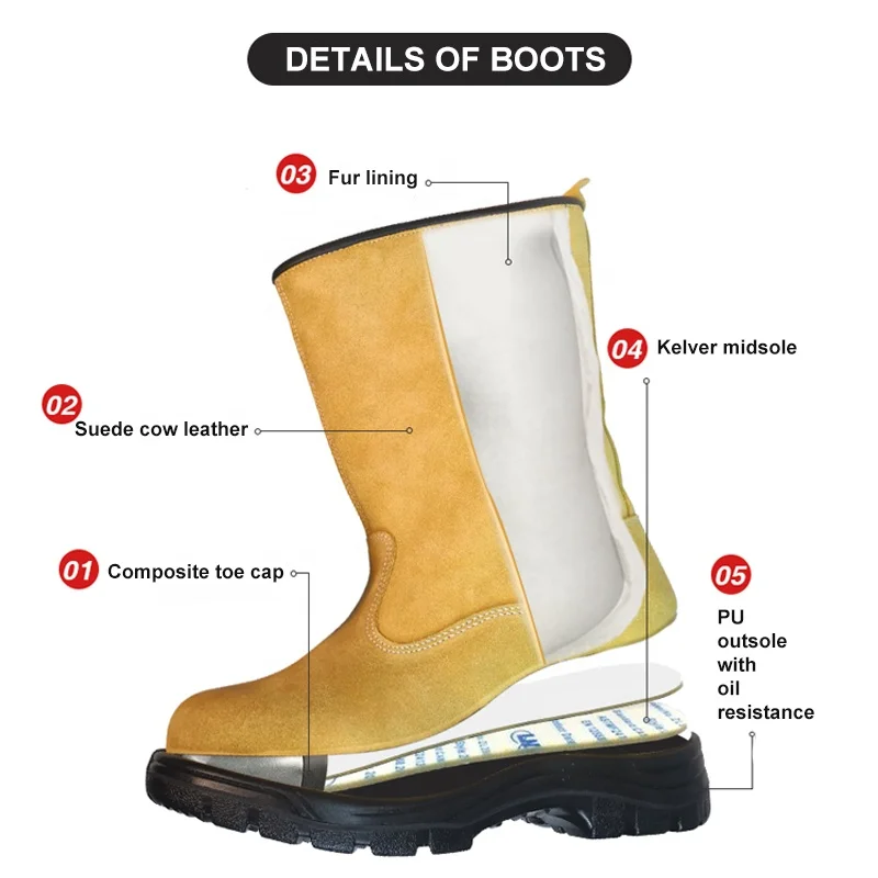 New Style Security Boots For Man  Slip Resistant Composite Toe Kelvar Midsole Cow Leather Oil Field Desert Safety Shoes