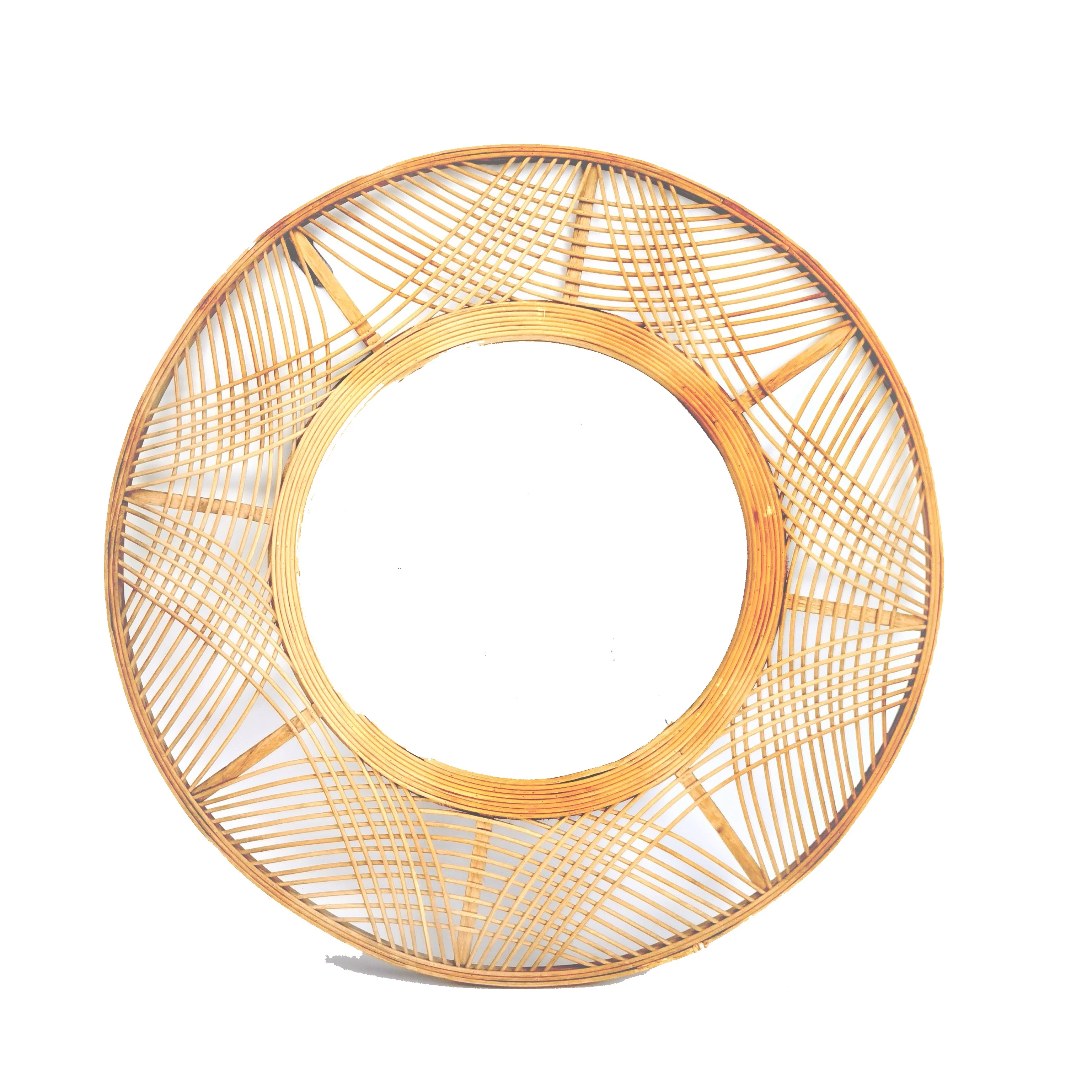 
Large size Round Room Entryway Hanging Wall Bamboo Rattan Mirror 