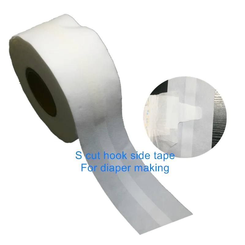 Zero waste S cut side hook Tape for full elastic waistband Baby Diaper making raw materials