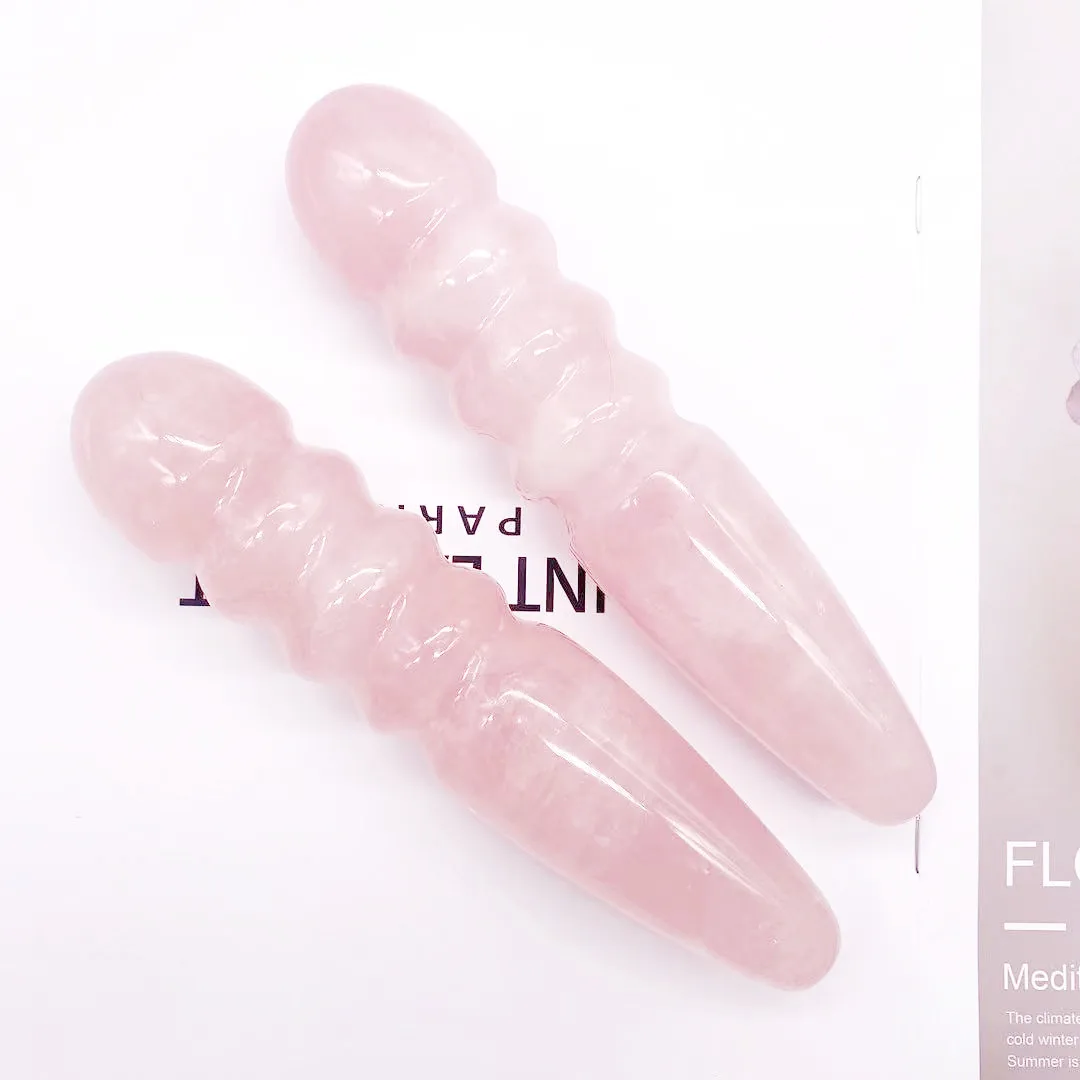 Natural Stones Kegel Exercise Crystal Massage Wand Beauty Bar Rose Quartz Yoni Wand for Gift