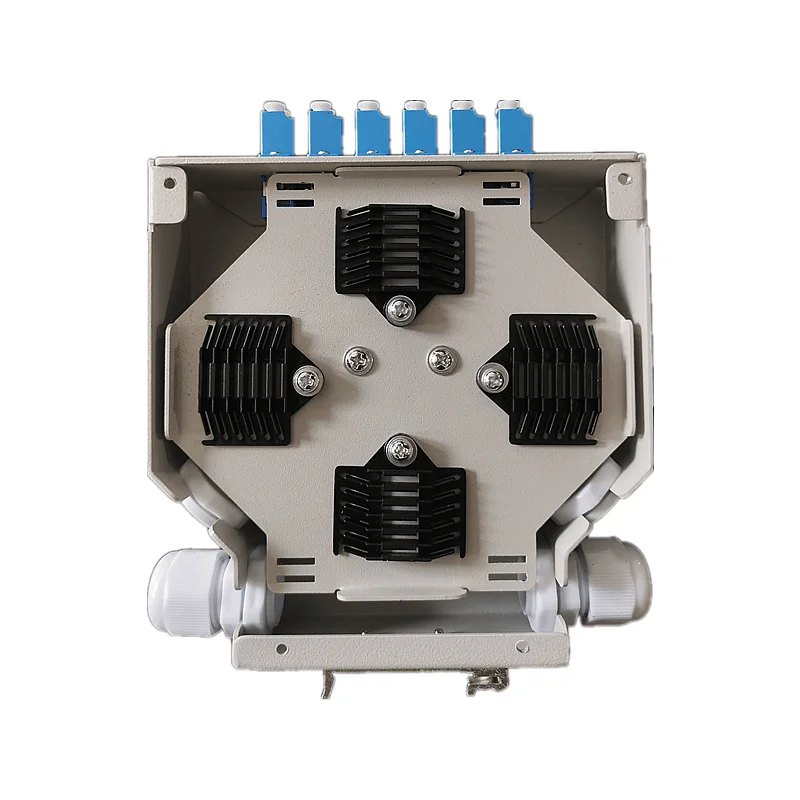 Networking ftth metal distribution box 6 port 12 core duplex lc connector indoor fiber optic din rail box