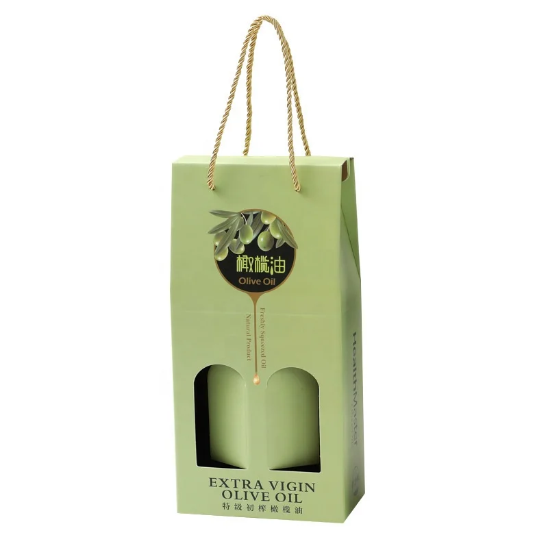 Cheap custom printed foil logo corrugated cardboard box shipping box for edible olive oil packaging flavoring sauce with handle