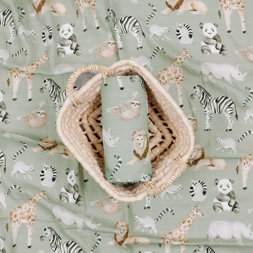 Kangobaby Wholesale Hot Sale Customized Digital Printing Bamboo Cotton Breathable Baby Swaddle Blankets