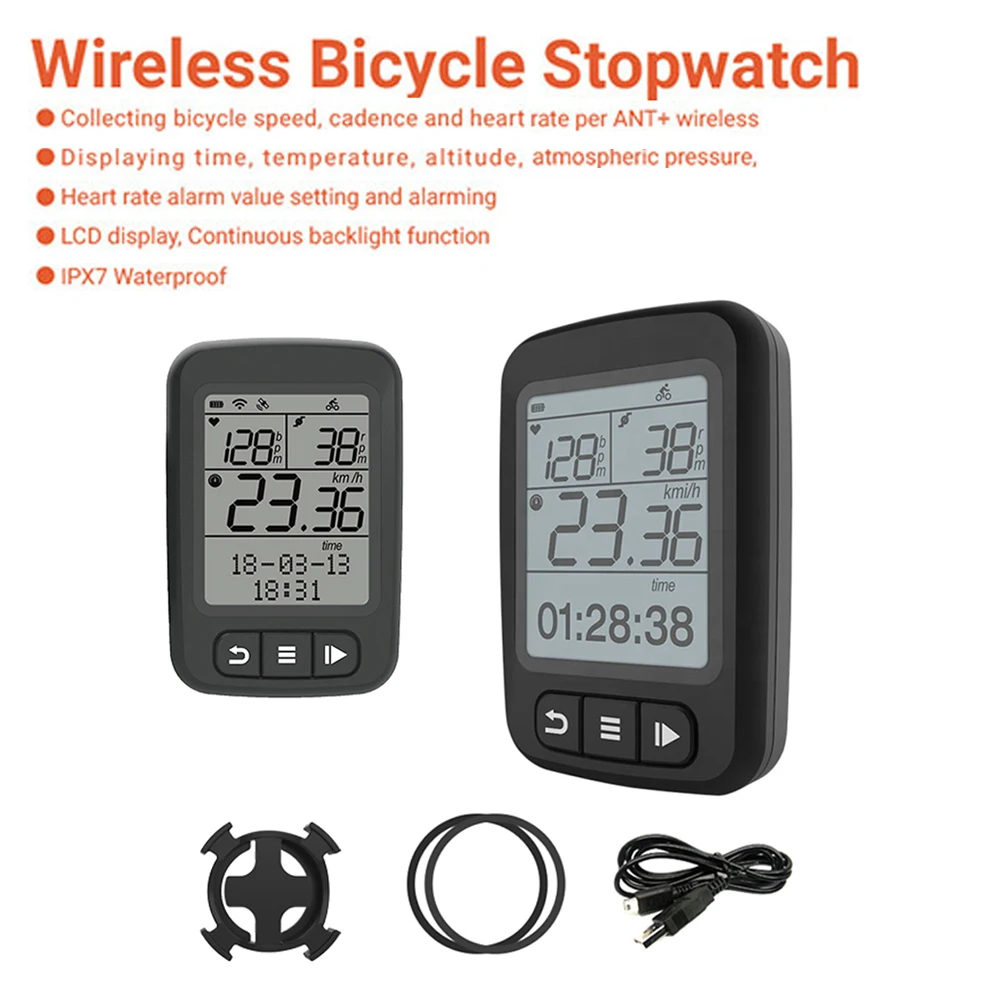 Bicycle Computer Mtb Road Bike Speedometer Cycling Accessories Wired Sensor Stopwatch Cycle Black 1.5 Inch Screen Speed Watch