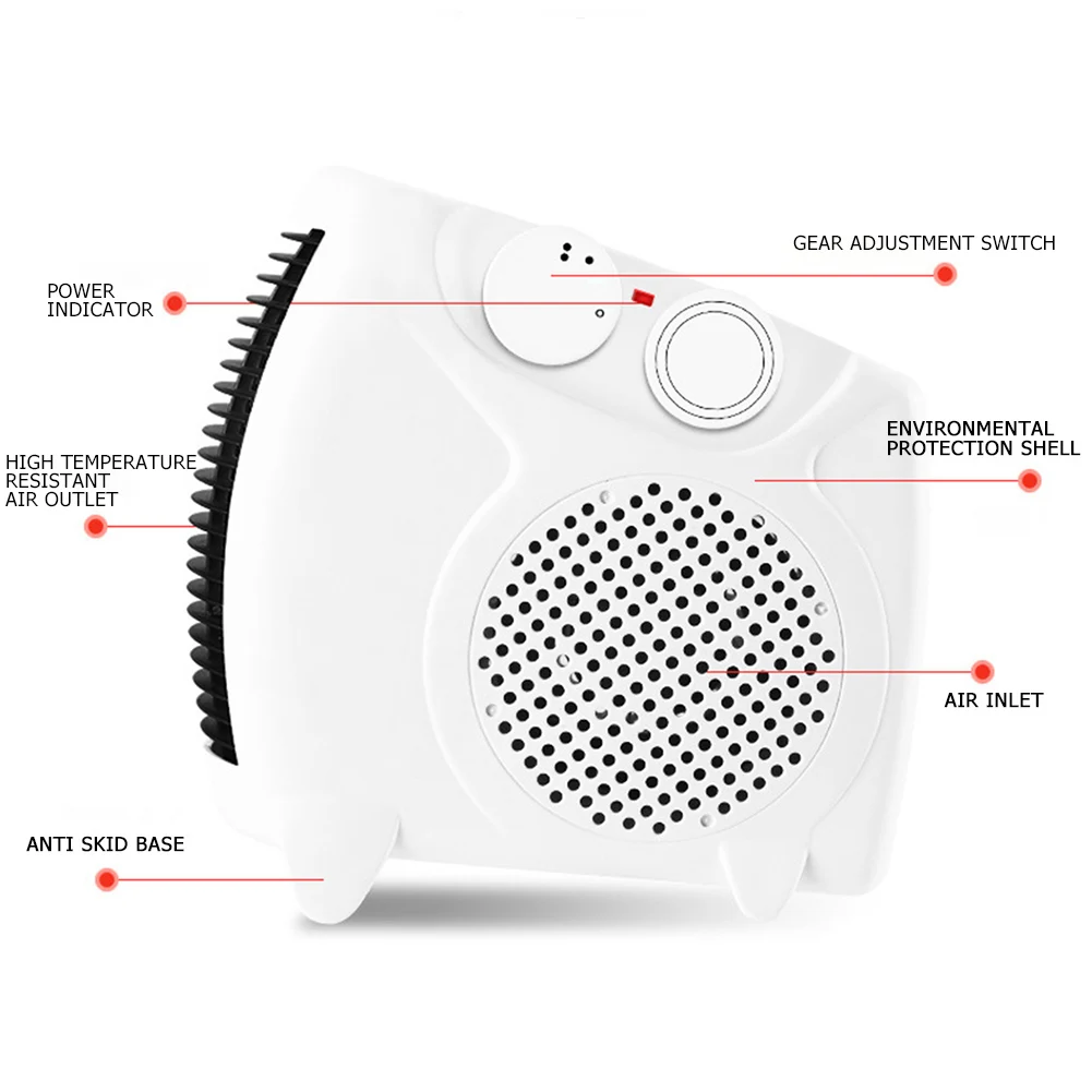 Desktop Electric 800W Heating Wire Plug In Mini Heater Rechargeable Temperature Desktop Room Heater Fan