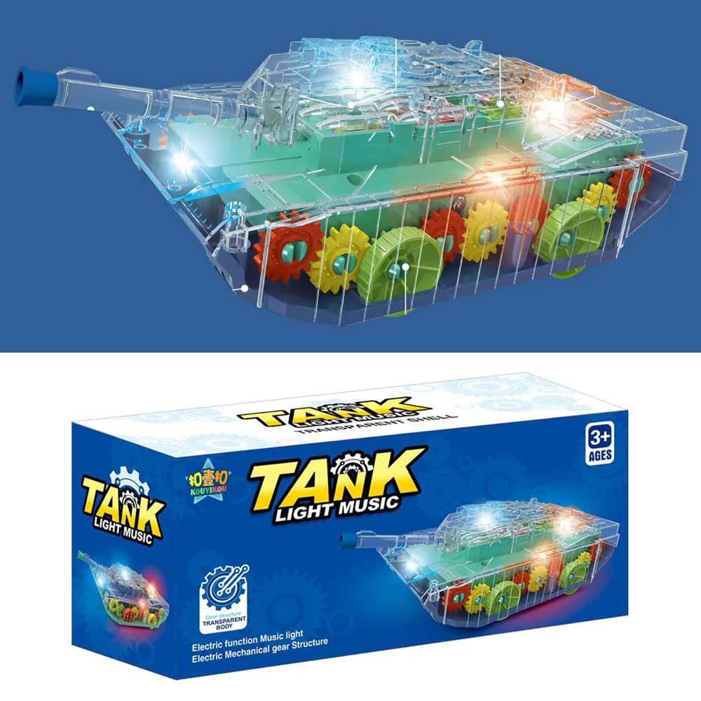 Good selling Transparency Colorful Music And Lighting Electric Universal Tank Car Toy for kids