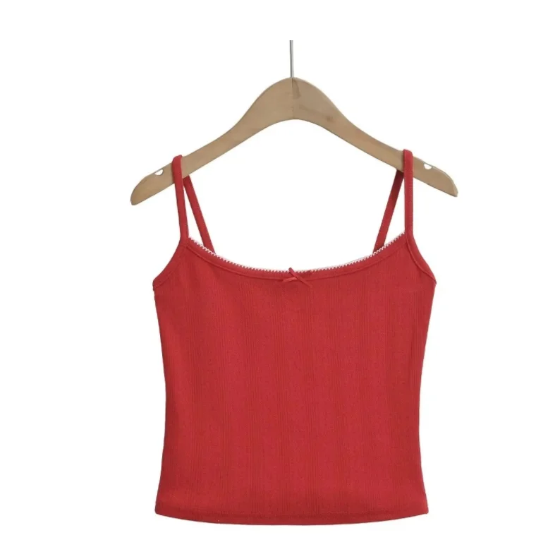 Runwaylover 3440 Lace Splice 2024 Ladies Sexy Bow Crop Tops