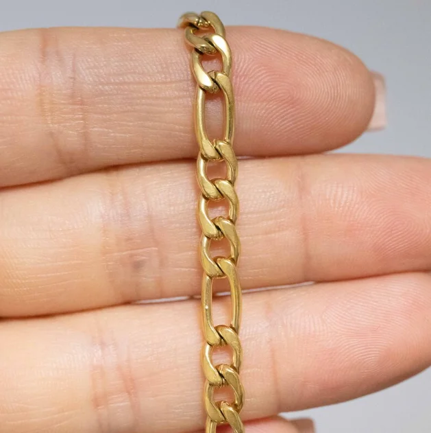 High Quality Wholesale Luxury Gold Plated Figaro Anklet Nickle Free Stainless Steel Dainty Foot Chain