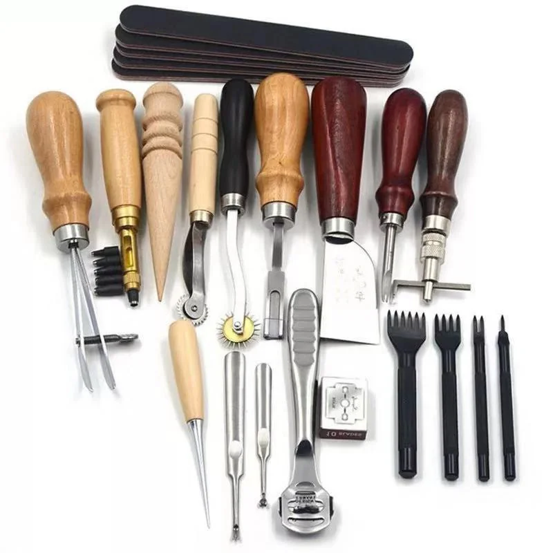 Leather Craft Making Tools Rivets Prong Punch Hammer Leather Craft Working Tools Kit Handmade Leather Stitching Tools