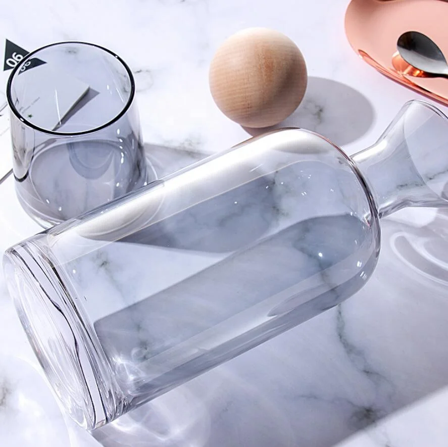 
2020 Custom printed unique ECO transparent nordic insulated 7pcs Glass tumbler Drinkware glass cups bottle set 