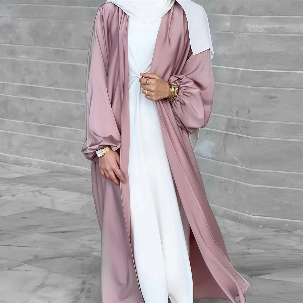 Wholesale Dubai Tutkish Afghan Jibab Arab Kaftan Long Satin Chiffon Islamic Modes Abaya Dresses Traditional Muslim Clothing