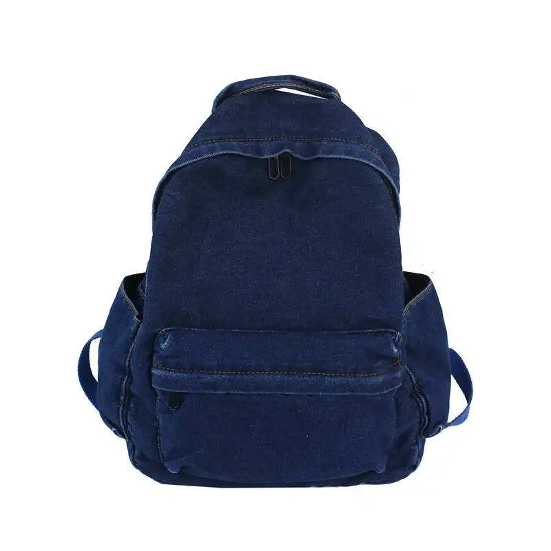 Fashion Lightblue Dark blue Jeans Outdoor Bag Travel School Bag Denim Women Mens Backpack