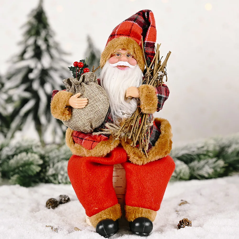 2022 Best Selling New Christmas Decorations Station Sitting Santa Claus Doll Ornaments Doll Decorations
