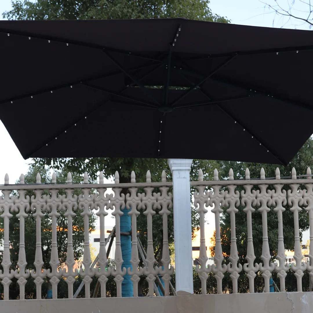 Hanging Full Aluminium Frame Double Canopy Large Beach LED Cantilever Parasols Umbrellas Outdoor Garden
