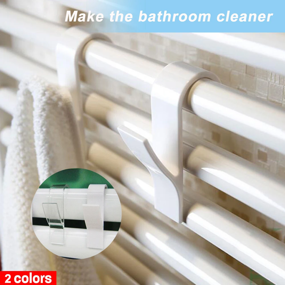 Dropshipping High Quality Hanger For Heated Towel Radiator Rail Clothes Bath Hook Holder Percha Plegable Scarf Hanger white