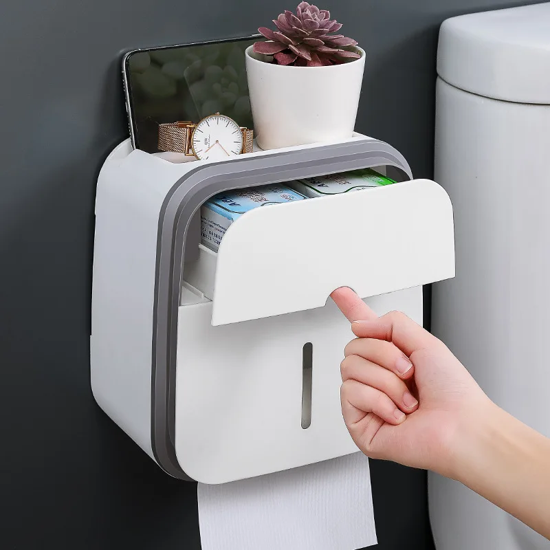 2023 Bathroom plastic wall mounted self adhesive corner toilet paper holder Bathroom Wall Mounted Organizer