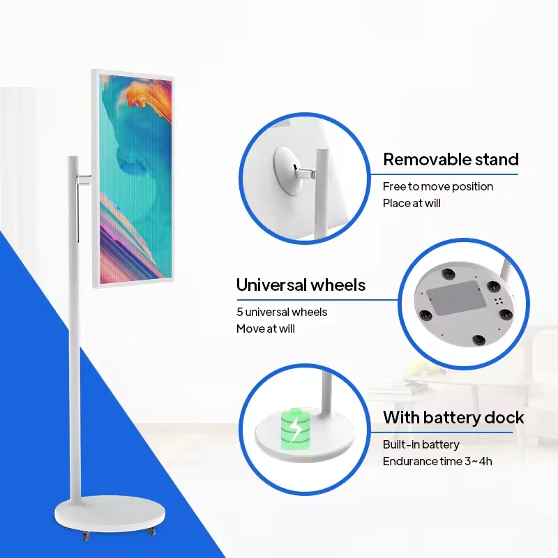 Samidisplay Portable 21.5 32 Inch Android Smart WiFi Floor-Standing Interactive Display Standby Me Moving Touch Screen Monitor