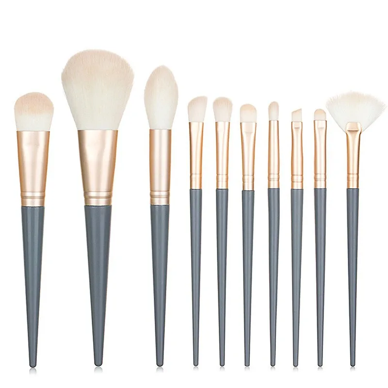 Hot Sale 10 Pcs Blue Bridge Makeup Brush Set Super Soft Synthetic Hair Brush Foundation Loose Powder Eye Shadow Brush Set