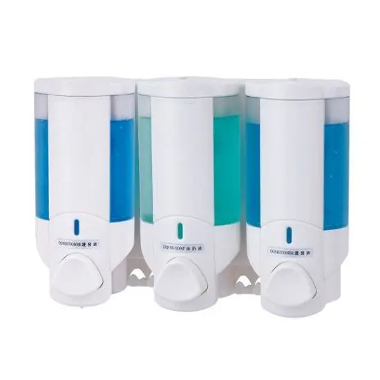 ABS plastic white silver chrome 200mL liquid soap powder dispenser wall mount triple soap dispenser