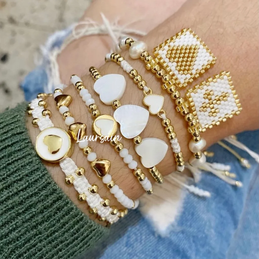 LS-  C1886 Jewelry bracelet set daily wear heart bracelet miyuki beads bracelet for women handmade woven style