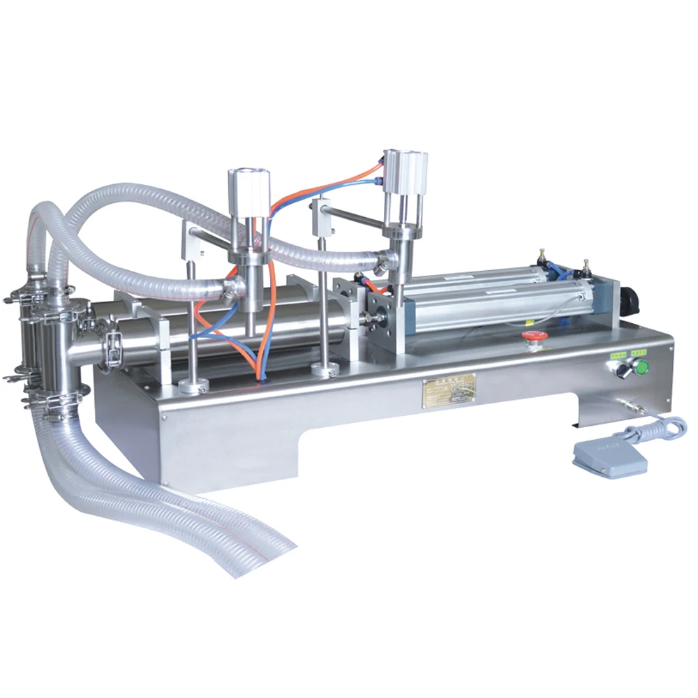 G2WY 50-500ml Double heads pneumatic wine bottle filling machine for juice/beverage