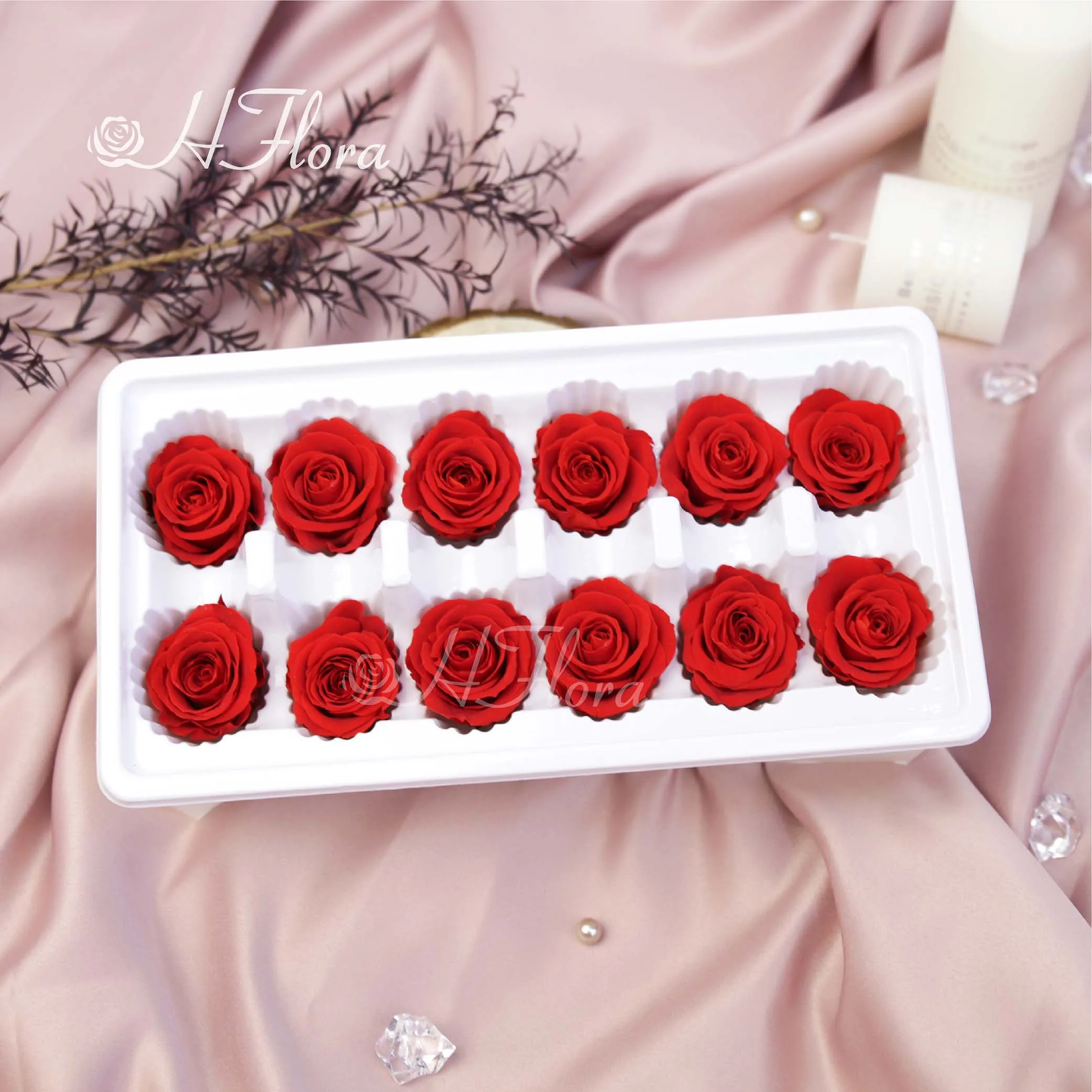 Hflora 3-4cm Mini Small Roses Eternelle Flower Head Valentines Day Roses Head Long Life Preserved Roses Grade A Wholesale In Box