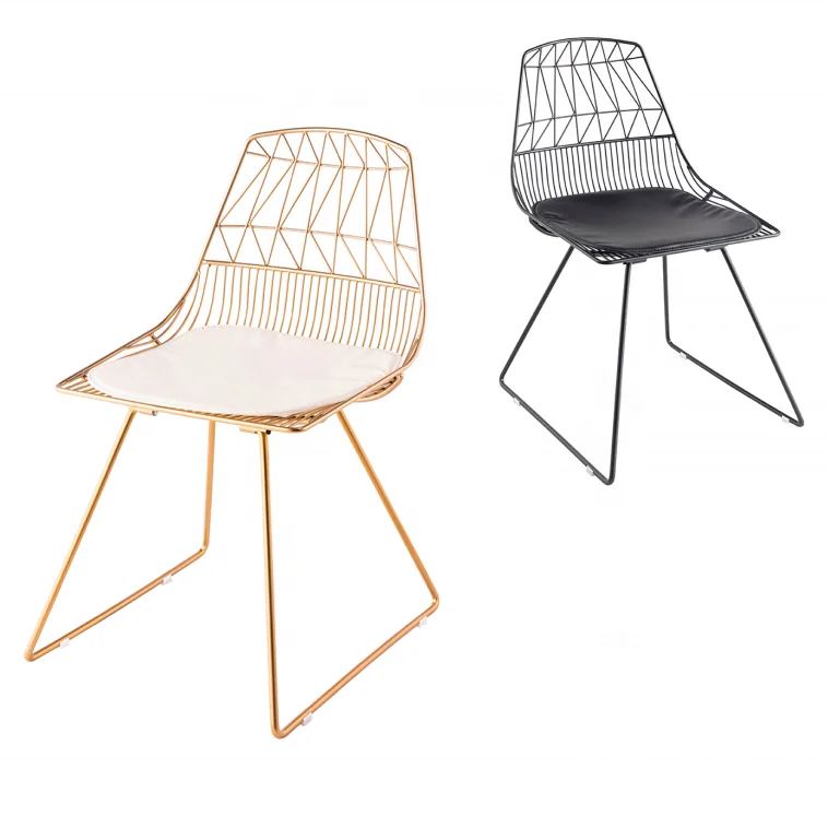Free Sample Metal Gold Dining Steel Mesh Iron Black Outdoor Wire Chair