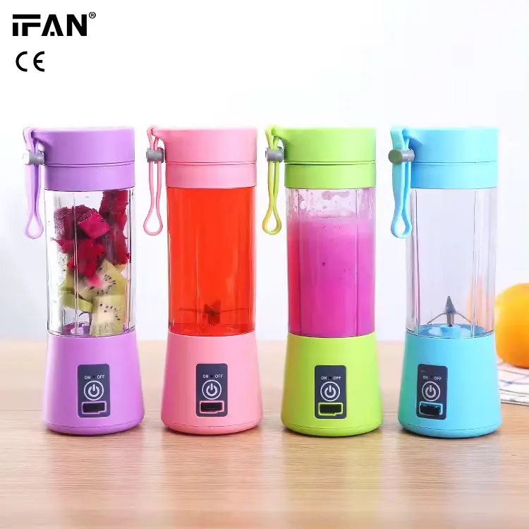IFAN High Quality Mini Plastic Juicer Cup Wholesale for Fruit Baby Food Travel Battery Powered Juicers
